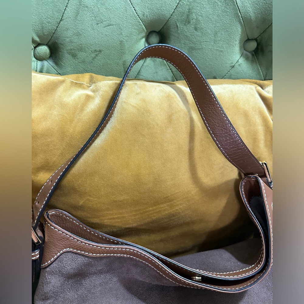 Michael Kors Brown Suede & Leather Shoulder Hobo Bag - Picture 6 of 11